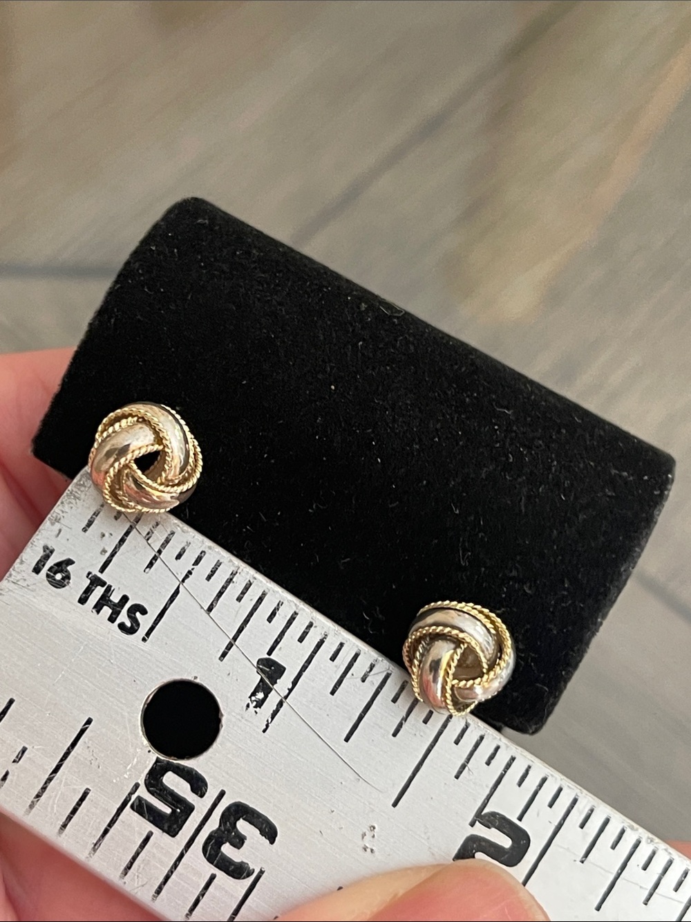 Vintage Two-Tone Sterling Silver Love Knot Studs - Picture 10 of 16